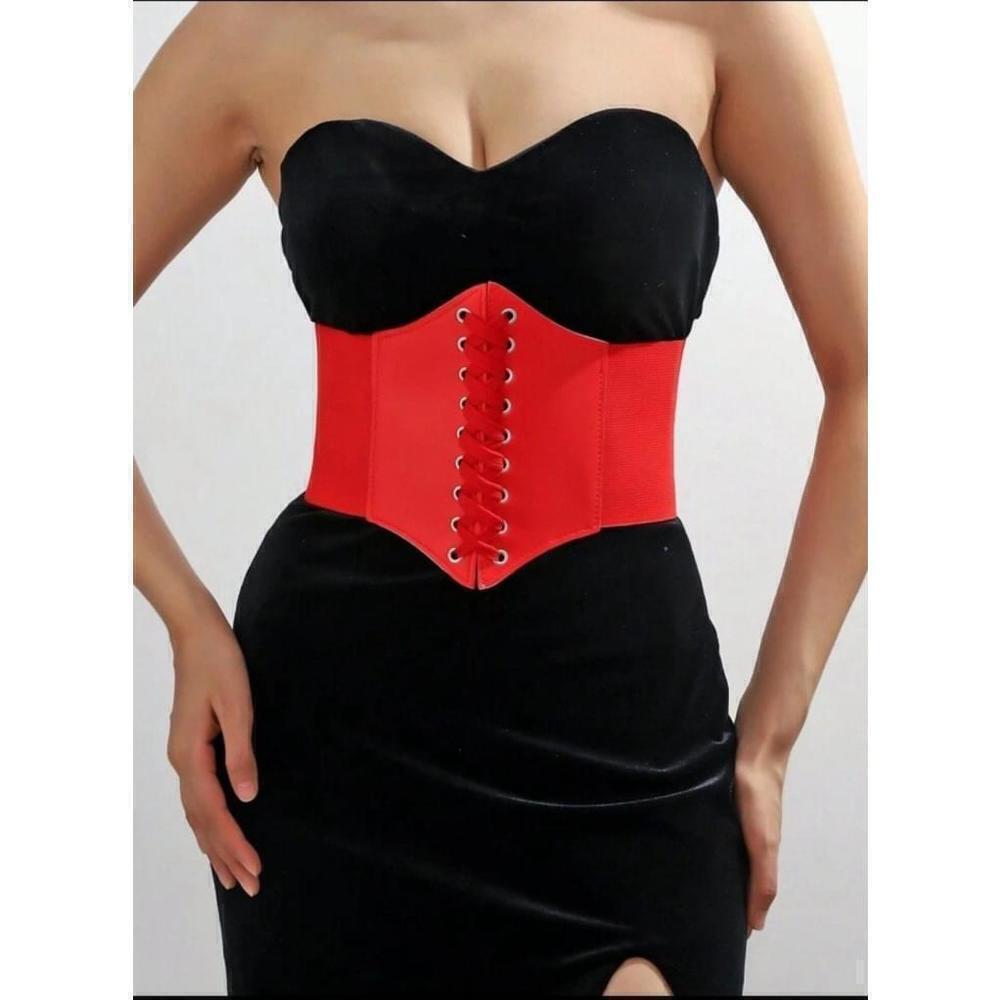 Corset Style Waist Belt In Red